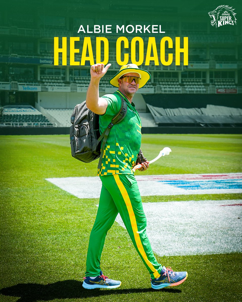 JSKSA20's tweet photo. OFFICIAL ANNOUNCEMENT
Joburg Super Kings announce the appointment of Albie Morkel as the team's Head Coach.

A valued member of the Super Kings family, Albie brings a wealth of experience and a deep understanding of the team's culture. We look forward to this exciting new chapter under his leadership.

Welcome, Coach! 💛🦁

Read more: https://t.co/7efqGCO5uA