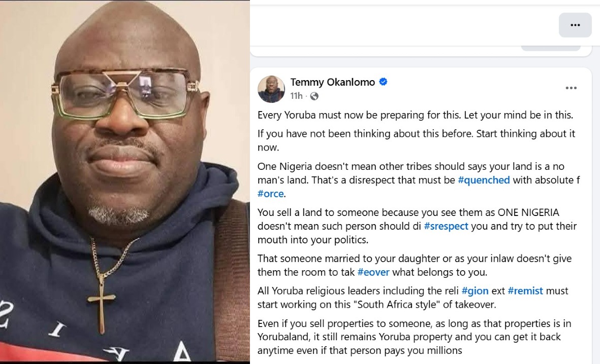 ParallelFacts's tweet photo. REVEALED: Ethnic Bigot Temmy Okanlomo Advocated “South Africa-Style” Expulsion Of Igbos From Yorubaland As More Terror-Like Details Emerge From His Facebook Profile https://t.co/Q0xZel1KM4 https://t.co/a5tnFB9LFb
