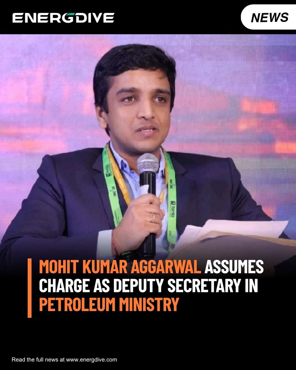 energdive's tweet photo. Mohit Kumar Aggarwal has assumed charge as Deputy Secretary in the Ministry of Petroleum and Natural Gas under the Central Staffing Scheme for a four-year tenure.
Read more: https://t.co/8werKSCMf7
#MoPNG #Leadership #Government #OilAndGas #EnergySector #Energdive https://t.co/GxsiHbUEsN