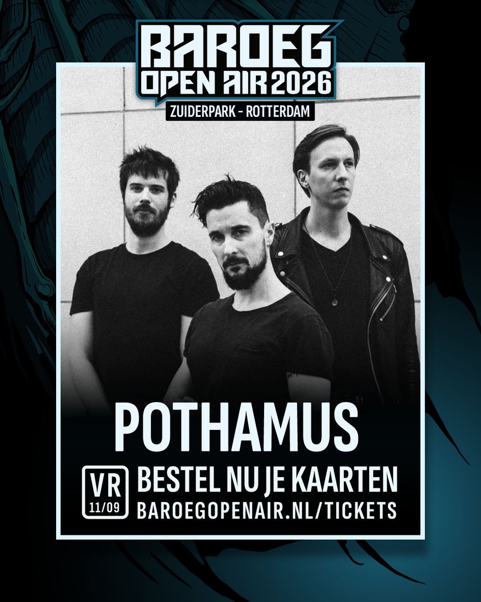 Baroeg's tweet photo. LAATSTE NAMEN BOA 2026

VR 11 SEP:
- Pothamus (BE post-metal)

ZA 12 SEP:
- Teardrinker (NL post-hardcore)
- Mike Redman (NL Host / MC Electronic Stage + Stroomstoot)
- Podcast programma

Tickets: https://t.co/Wc65m3IxFJ
https://t.co/alyYeIMdH3 https://t.co/MhNayykHeM