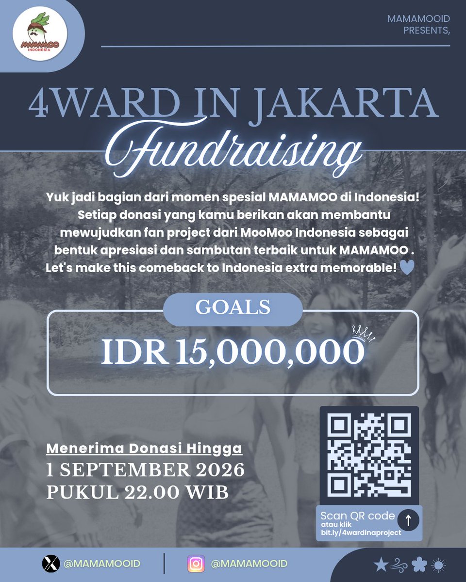 mamamooID's tweet photo. <🔔> MAMAMOO WORLD TOUR [4WARD] IN JAKARTA FANPROJECT!

Halo Moomoo!
Kami kembali mengajak kalian semua untuk ikut bergabung dalam fanproject yang kami siapkan untuk menyambut kembalinya MAMAMOO ke Indonesia!

Detail selengkapnya bisa dicek di https://t.co/5Z9ZuExsQU❤️ https://t.co/Clzw7c740Z