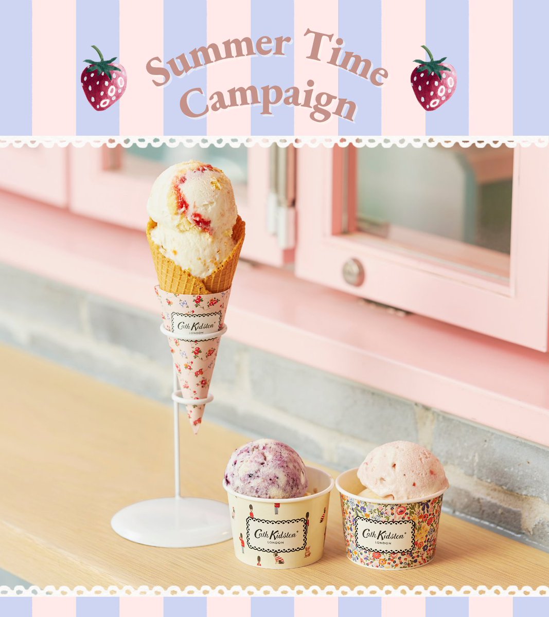 CathKidstonJPN's tweet photo. ＼🍨Summer Time Campaign🍨／

8/1(金)〜8/29(金)の金・土曜日限定！
表参道店アイスショップにて、
延長営業＆お得な割引キャンペーンを開催🎀

🌙 営業時間
金・土のみ 20:00まで延長！

🎁 特典
金・土 16:00〜20:00 は
カフェメニューが 全品10%OFF ✨

▼メニュー♡
https://t.co/qXLpsDJMxx https://t.co/KuuyPzkYoN