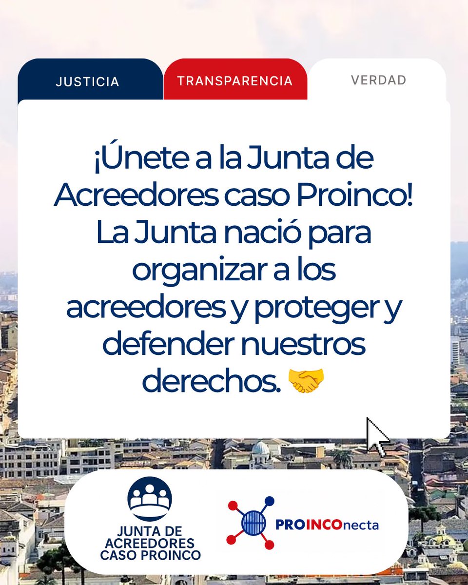 Proinconecta's tweet photo. #Participa | Seguimos adelante, de manera pacífica y responsable, buscando transparencia, acceso a la información y rendición de cuentas sobre la liquidación de las empresas. 

Sé parte de la Junta o solicitar información: info@juntaproinco.org

#JuntaDeAcreedores #CasoProinco https://t.co/O74vbaTyqQ