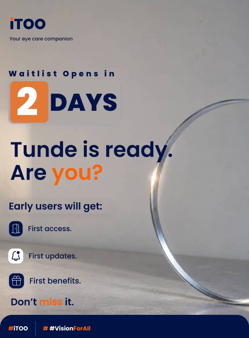 iTOOHealth's tweet photo. 2 days to go.
Something exciting is almost here.
We've been working behind the scenes to make accessing eye care simpler.

We're excited to finally share it with you.
Stay with us.

#iTOO #ComingSoon https://t.co/UCL3qrB0Ln