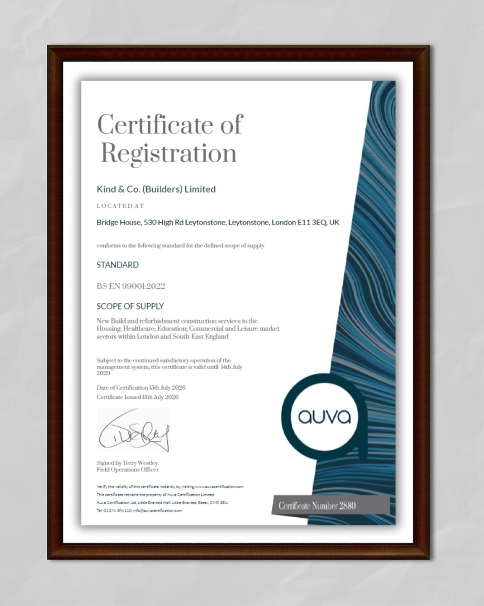 KindBuilders's tweet photo. We are delighted to announce that following a robust independent assessment, we have recently received BS99001 standard, complementing our already well-established ISO Quality Management system. Read more: https://t.co/BNMAjm0iK5 
#QualityManagement https://t.co/5T463aKwg5