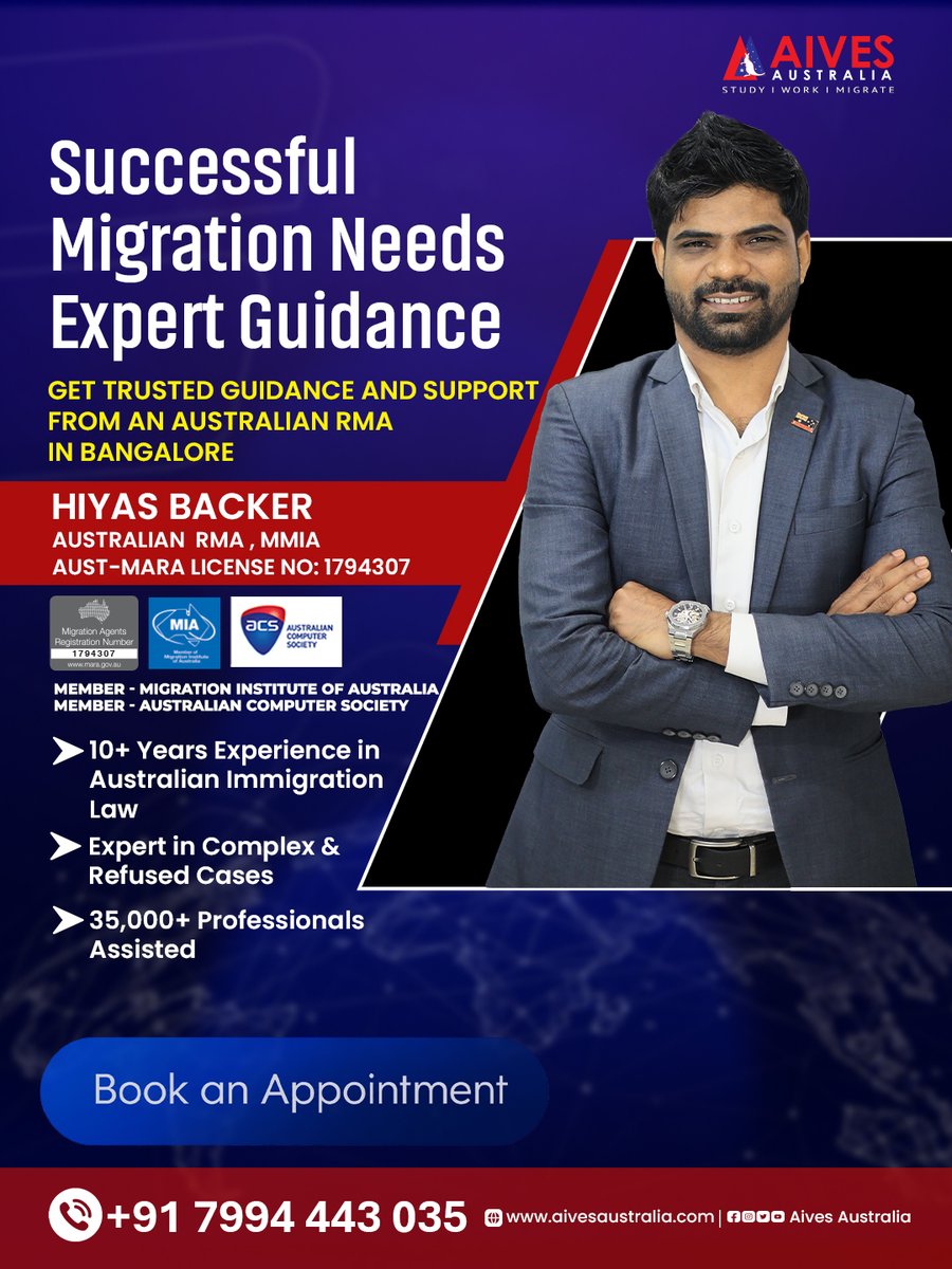 AivesAustralia's tweet photo. Looking for Australian migration guidance in Bangalore?
BOOK AN APPOINTMENT TODAY

Contact us for more details:

📞 Bangalore - +91 9986400077
📞 Bangalore - 7994443035

#AustraliaMigration #AustralianPR #MARAAgent #SkilledMigration #Aivessaustralia https://t.co/rfyChSHT6A
