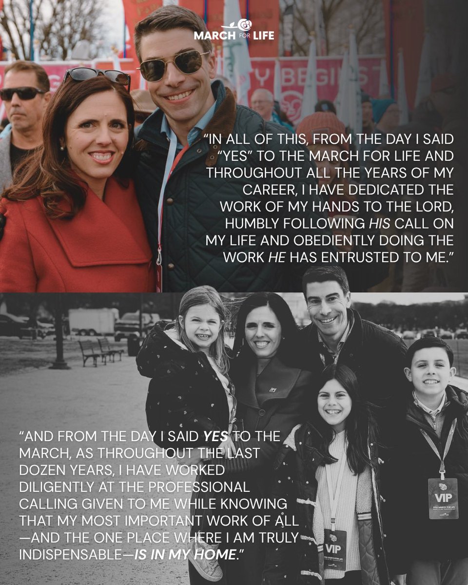 JennieBLichter's tweet photo. Dear friends: I will be stepping down tmrw from leading the March for Life. 

I love the March, the movement, and this work. My passion for it has not waned.

But my family needs more of my time &amp; attention, and so I must step away. Read my full letter ⬇️

https://t.co/EGkXk5wfH2 https://t.co/fqFAGad4tg