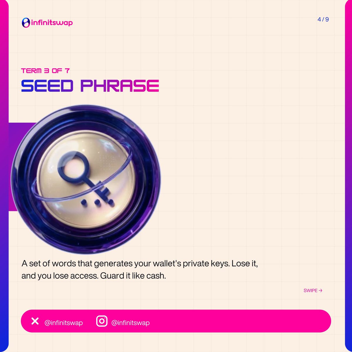 Infinitswap's tweet photo. Every Web3 journey starts with the basics.

Here are 7 key Web3 terms everyone should know. 

Swipe to learn https://t.co/6NtGW17lRQ