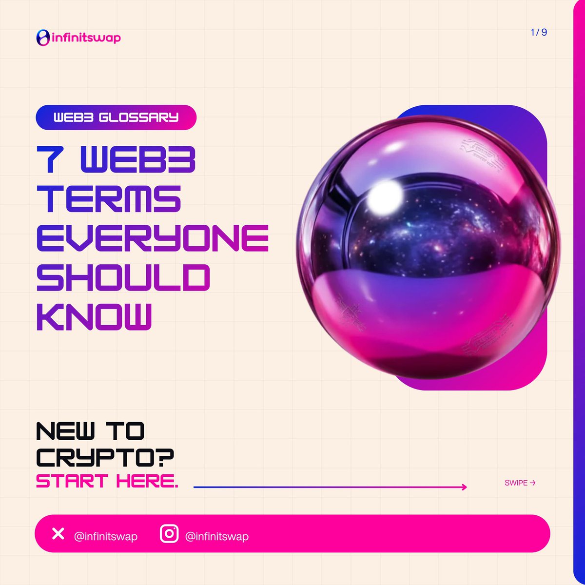 Infinitswap's tweet photo. Every Web3 journey starts with the basics.

Here are 7 key Web3 terms everyone should know. 

Swipe to learn https://t.co/6NtGW17lRQ