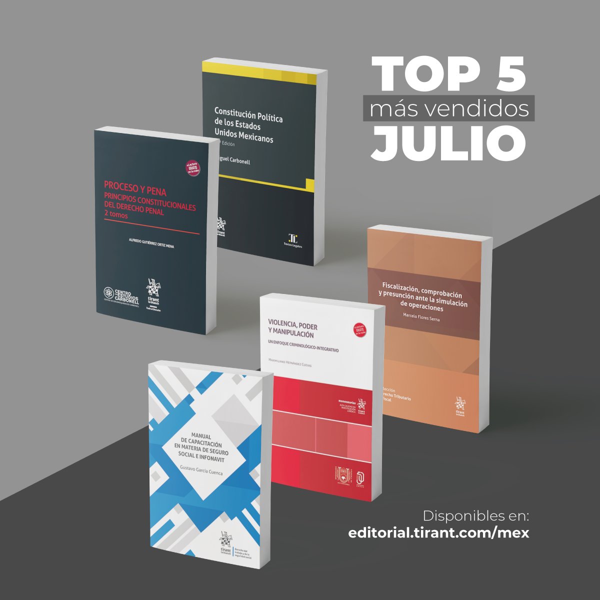 Tirantmexico's tweet photo. 📑 𝐓𝐨𝐩 𝟓 𝐝𝐞 𝐣𝐮𝐥𝐢𝐨 𝐞𝐧 𝐓𝐢𝐫𝐚𝐧𝐭 𝐌𝐞́𝐱𝐢𝐜𝐨. Estas fueron las obras más destacadas del último mes.

📖 𝐀𝐝𝐪𝐮𝐢𝐞́𝐫𝐞𝐥𝐚𝐬 𝐞𝐧 https://t.co/2pdIn6dhzq

#LoVemosDiferente https://t.co/n0CIt1uPa8