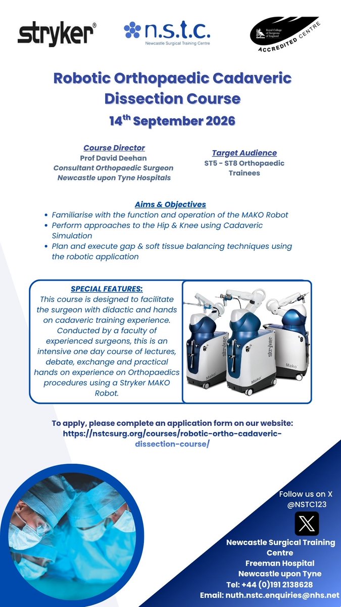 bota_uk's tweet photo. Don’t Miss Out!
Fantastic opportunity for a Robotic Cadaver Course 

Sign Up Here: 
https://t.co/A4GkzzJK43

@NSTC123 https://t.co/9jEglOQkbf