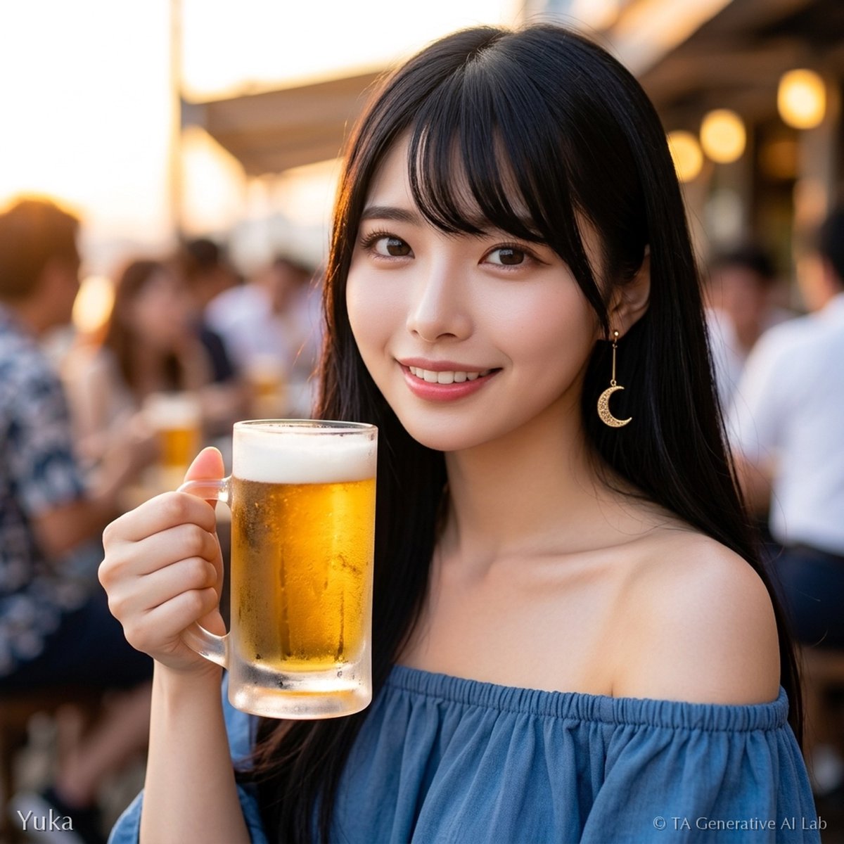 ta_genai_lab's tweet photo. 木曜おつかれさま🍺
一週間あと少し、今日はビアガーデンで乾杯。
キンキンに冷えた一杯が、夏の夜のごほうび。
明日を乗り切れば週末だね、かんぱーい🍻

#AI画像生成 #AI美女 #AIアート #yuka https://t.co/k28hkXfmWn