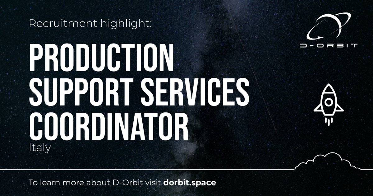 D_Orbit's tweet photo. #WeAreHiring a➡️Production Support Services Coordinator⬅️

In this role, you will manage the production equipment maintenance, from plans implementation, in alignment with production requirements, to budget reporting and quality verification.

Learn more👉https://t.co/yTFjDW5EAG https://t.co/I86gjuEyiL