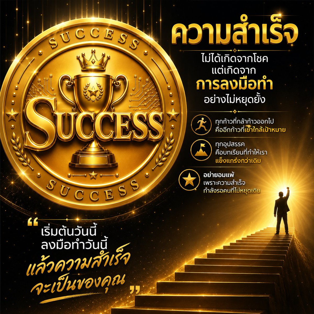 SUCCESScoi6deb's tweet photo. ✨ ความสำเร็จไม่ได้เกิดจากโชค แต่เกิดจากการลงมือทำอย่างไม่หยุดยั้ง
🏆 ทุกก้าวที่เดิน คือก้าวที่เข้าใกล้เป้าหมาย
💪 ทุกอุปสรรค คือบทเรียนสู่ความแข็งแกร่ง
🚀 เริ่มวันนี้ แล้วความสำเร็จจะเป็นของคุณ
#SUCCESS #Motivation #SuccessCoin #NeverGiveUp https://t.co/UDgTPApeHM