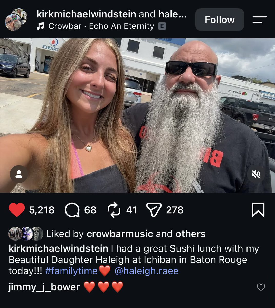 BOLT__CATCHER's tweet photo. Black metal dweebs: “Hail Satan”

New Orleans sludge legend Kirk Windstein: “I had lunch with my kid” https://t.co/ajCn7RkZRs
