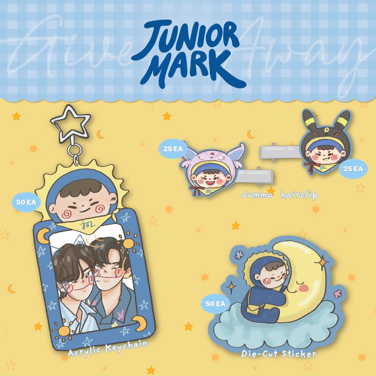 nannnsara's tweet photo. ♡ pls kindly rt ♡

Giveaway for #JuniorMarkConcert 

⭐️˚꒰ Acrylic Keychain 50 EA ꒱˚⭐️
⭐️˚꒰ Jummo Hairclip 50 EA ꒱˚⭐️
⭐️˚꒰ Die-Cut Sticker 50 EA ꒱˚⭐️

Date: 9 Aug 2026
time : TBA
location : Bitec live

มารับน้องกันได้นะค้าา 💖

#JuniorMark #JUMMO
#junniorrs #markjrtn https://t.co/KQW8xOl1Yl