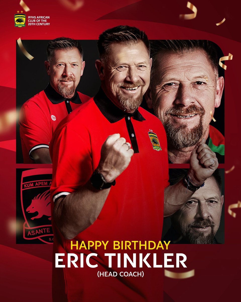 AsanteKotoko_SC's tweet photo. Happy Birthday to our Gaffer, Eric Tinkler! 🎉🔴

#UnitedinHeritageDrivenbyExcellence https://t.co/HTAQRCt7KX