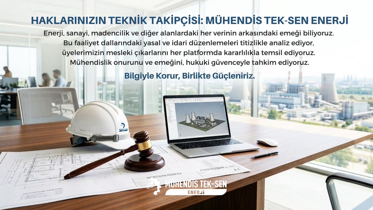 MuhTekEnerji's tweet photo. Haklarımızın Teknik Takipçisiyiz.
Mühendis Tek-Sen ENERJİ olarak; enerji, sanayi, madencilik ve teknik hizmetlerin tüm alanlarında görev yapan üyelerimizin emeğini, sorumluluğunu ve mesleki haklarını kararlılıkla savunuyoruz.

Çalışma hayatını doğrudan etkileyen yasal ve idari düzenlemeleri yakından takip ediyor, teknik personelin hak kaybına uğramaması için gerekli değerlendirmeleri titizlikle yapıyoruz. Üyelerimizin mali, özlük ve mesleki çıkarlarını her platformda güçlü bir şekilde temsil ediyor; mühendislik onurunun ve emeğinin hukuki güvenceyle korunması için mücadelemizi sürdürüyoruz.

Çünkü teknik hizmetler sınıfının bilgi birikimi, sorumluluğu ve kamuya sunduğu katkı; güçlü bir temsil ve etkin bir hak mücadelesini gerektirir.

Bilgiyle korur, birlikte güçleniriz.
Enerjimiz Üyemiz, Gücümüz Mesleğimiz.
Mühendis Tek-Sen ENERJİ

🌐 https://t.co/yCZtwXcMoz

#MühendisTekSenEnerji #EnerjimizÜyemiz #GücümüzMesleğimiz #Mühendislik #TeknikHizmetler #HakMücadelesi #MeslekiHaklar #SendikalMücadele