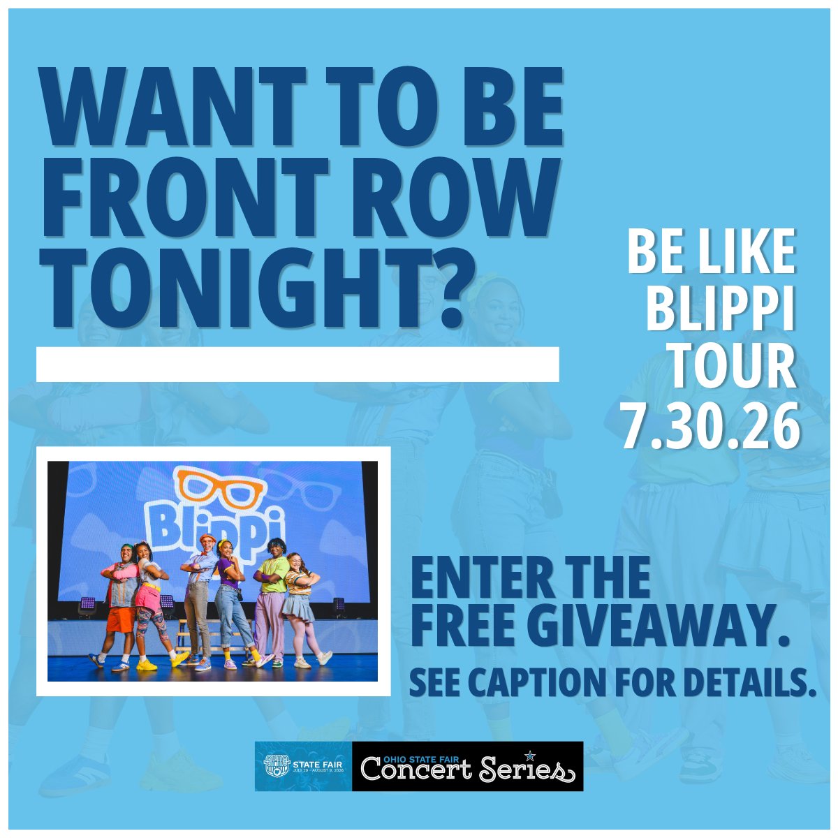 OhioStateFair's tweet photo. We're giving away front row seats to see the Be Like Blippi Tour TONIGHT at 6:30 p.m.!

How to Enter:
1. Make sure you're following this account
2. Comment your favorite Blippi song

*One comment/entry per person*

Giveaway closes: Today, Thursday, July 30th at 2:30 p.m. https://t.co/301Uv3oNoE