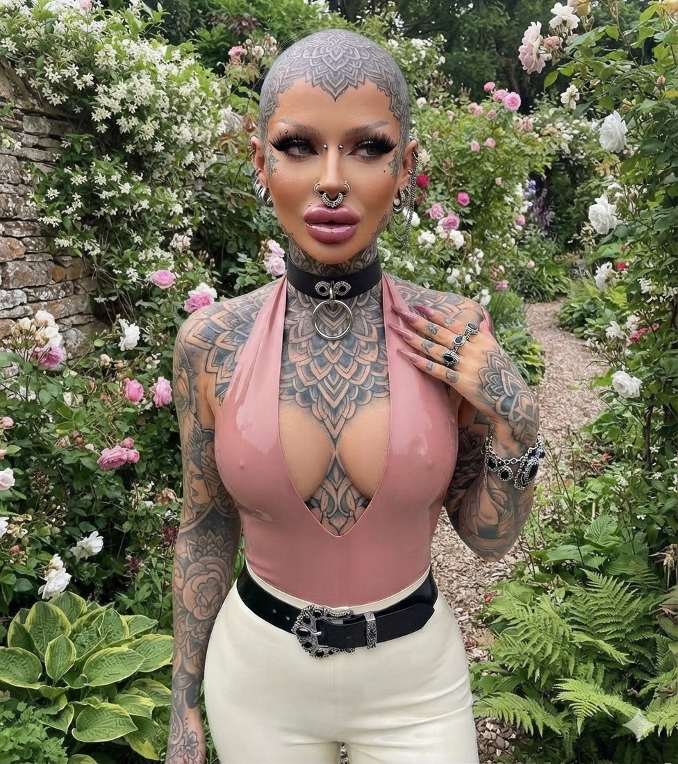 evg2557565496's tweet photo. ะ beautiful bald inked girl in the garden #bald #baldgirl #inked #tattoo #latex https://t.co/T3hYGYKkwe