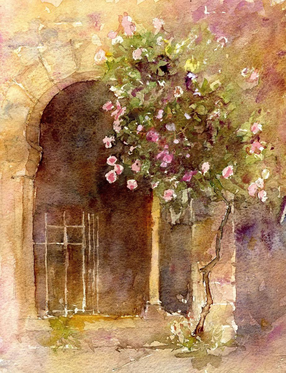 tarnincolour's tweet photo. Cloisters at St Salvi in Albi. - watercolour.  #sketchbook #urbansketcher #urbansketchers #sketch #urbansketch #sketchtravel #usk #akirk54 #landscapepainting  #watercolour #thedailysketch  #drawing https://t.co/RNB9v2YOvc