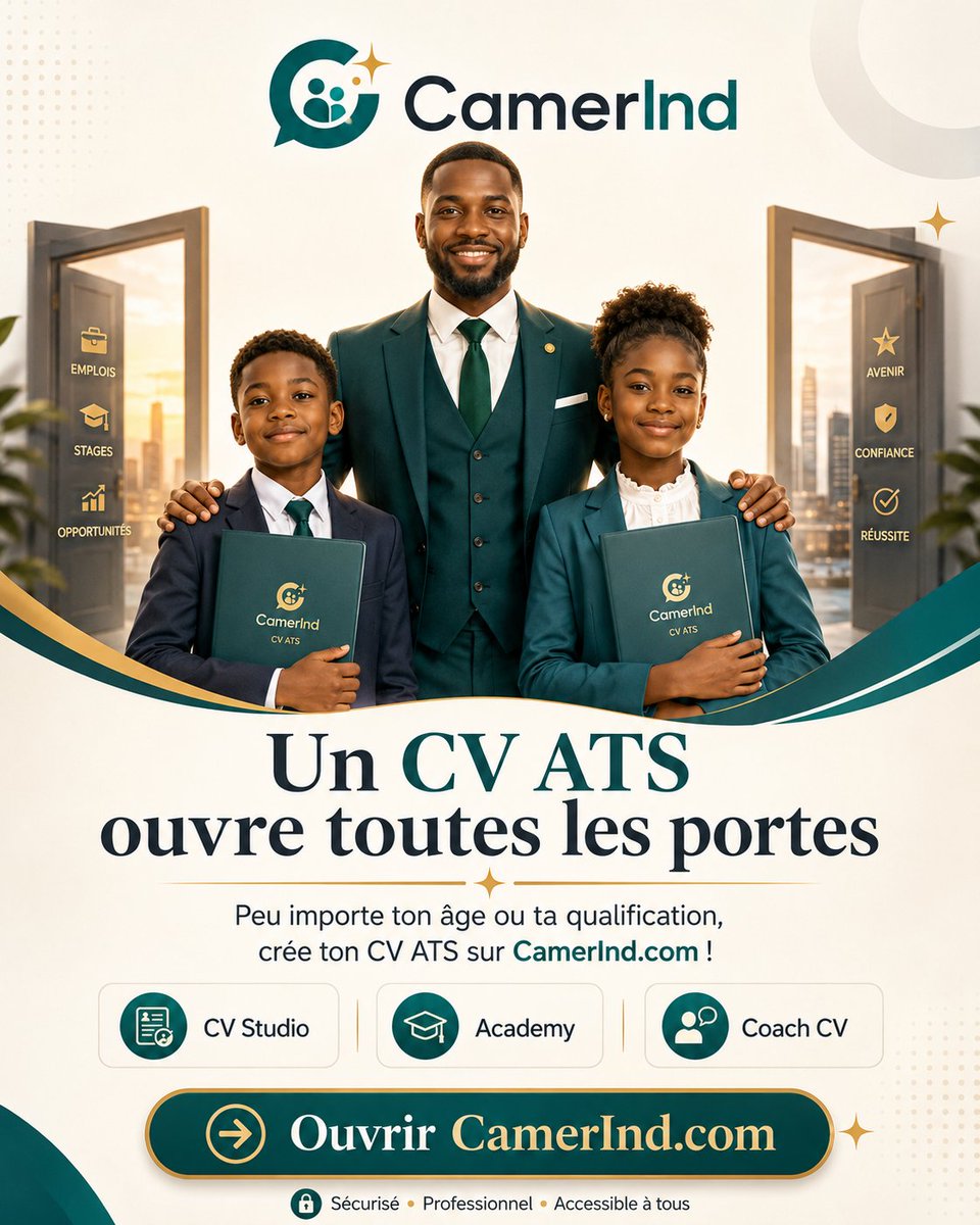 CamerInd_'s tweet photo. Un bon CV ne devrait pas être un frein. Il devrait ouvrir des portes.
-> Créer et personnaliser ton CV dans CV Studio ;
-> Renforcer tes bases avec CamerInd Academy ;
 -> Améliorer chaque section grâce au Coach CV.

 Crée ton CV ATS sur https://t.co/Fr8EgDabII https://t.co/YWueb2siQj