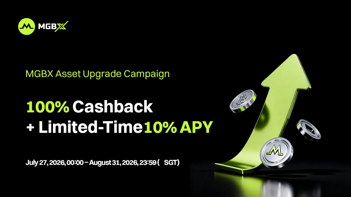 MGBX_Global's tweet photo. 🔥 Move Your Assets. Unlock More on MGBX.

New users can unlock:
✅ Up to 100% USDT Cashback
✅ Earn 10% APY for 7 days

👉 Join Now: https://t.co/GOh571qiIa

💰 250 USDT Community Giveaway：
📝 If you moved 10,000 USDT to MGBX, what would you choose? 👇

A. Trade futures and unlock cashback
B. Put it into USDT Flexible Earn

How to join:
💬 Comment your choice + reason + MGBX UID
👥 Follow, like, repost & tag a friend

🎁 10 winners × 25 USDT
📅 July 26–August 1, 2026 (SGT)