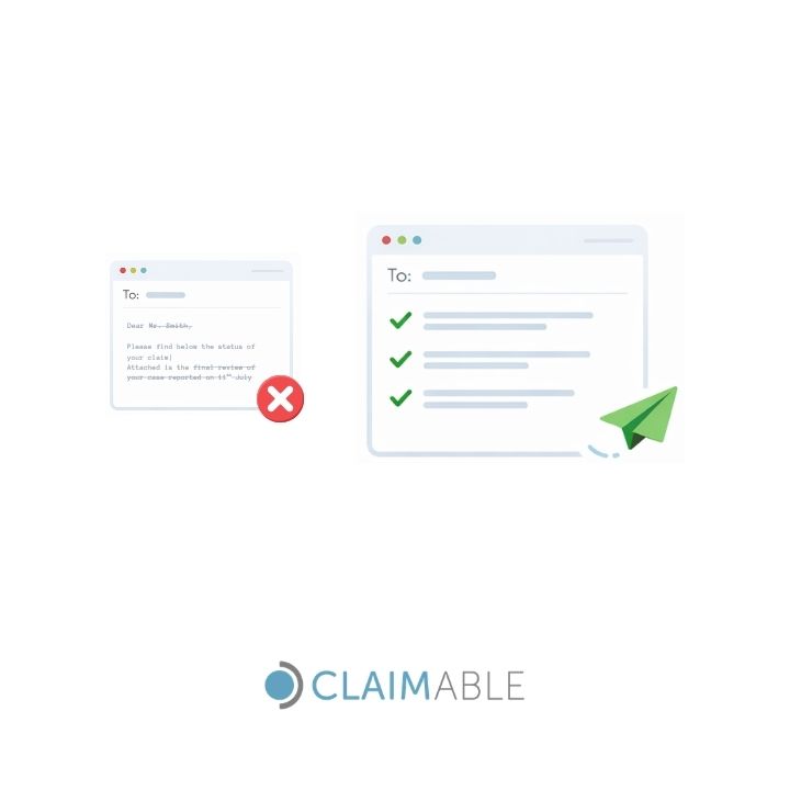 claimable's tweet photo. Every claim deserves clear communication.

With Claimable's email templates, send consistent, professional updates in just a few clicks, saving time while keeping clients and stakeholders informed.

#claimable #claimsoftware #claimsmanagement #claims https://t.co/9oDXlay9mM