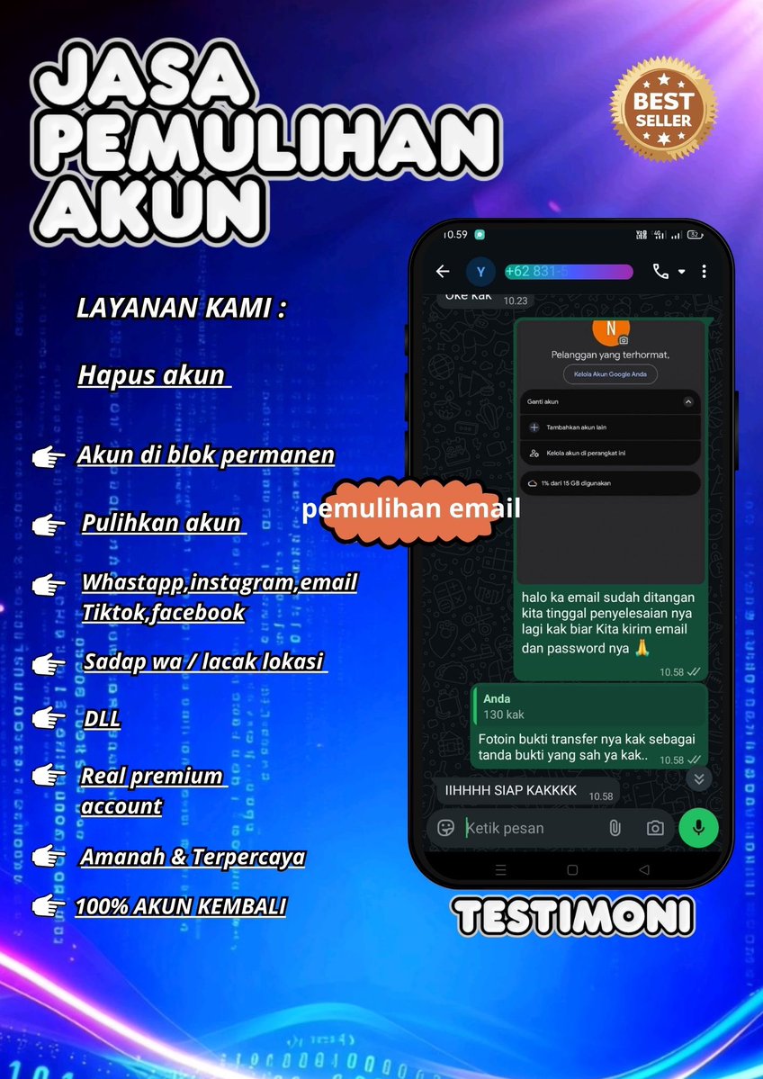 cucurel1a's tweet photo. Jasa Hack Akun &amp; Pemulihan Akun dan lacak lokasi nya ..~

⟡Jasa balikin akun/ u suspend &amp; suspend akun, Instagram dan Facebook, Tiktok, Linkedlin, Gmail, Line, all sosmed 

⟡Hapus akun Facebook, Instagram, Line, Twitter, YouTube, &amp; lain nya

•WA di bio profil mimin..~’ https://t.co/tBLlo4rLFF