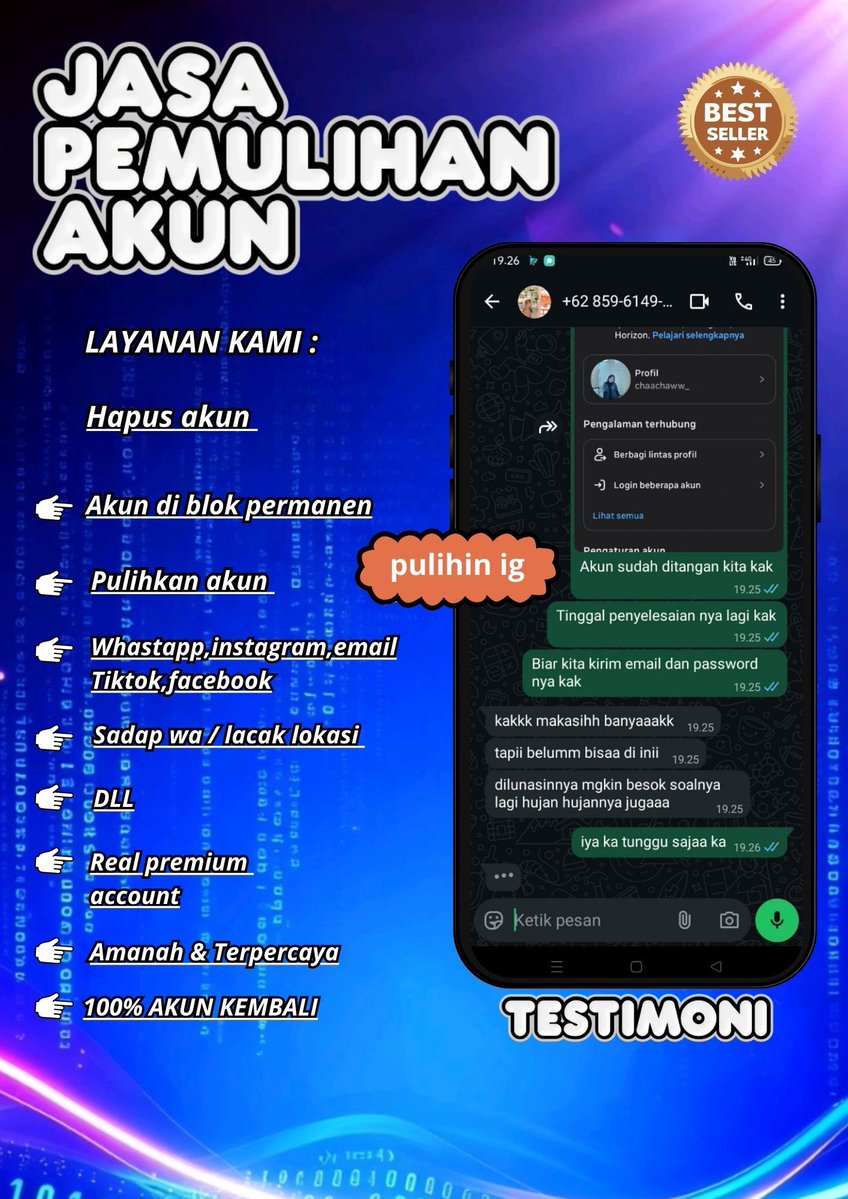 cucurel1a's tweet photo. Jasa Hack Akun &amp; Pemulihan Akun dan lacak lokasi nya ..~

⟡Jasa balikin akun/ u suspend &amp; suspend akun, Instagram dan Facebook, Tiktok, Linkedlin, Gmail, Line, all sosmed 

⟡Hapus akun Facebook, Instagram, Line, Twitter, YouTube, &amp; lain nya

•WA di bio profil mimin..~’ https://t.co/tBLlo4rLFF