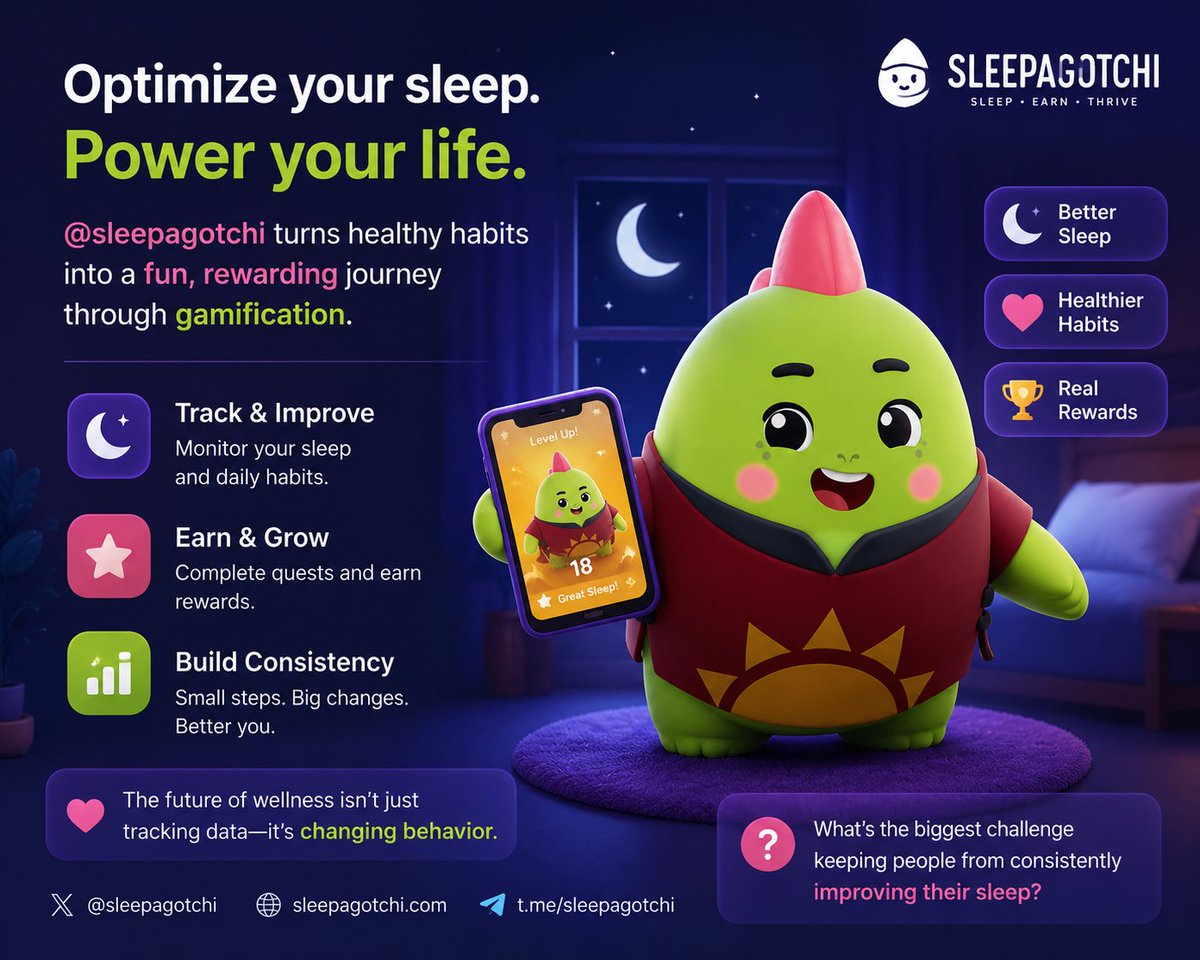 hesamd1's tweet photo. Most people optimize their work—but ignore the one thing that powers it: sleep.

Projects like @sleepagotchi are making healthy habits measurable, rewarding, and engaging through gamification.

The future of wellness isn't just tracking data—it's changing behavior. https://t.co/HDllfO3u7Z