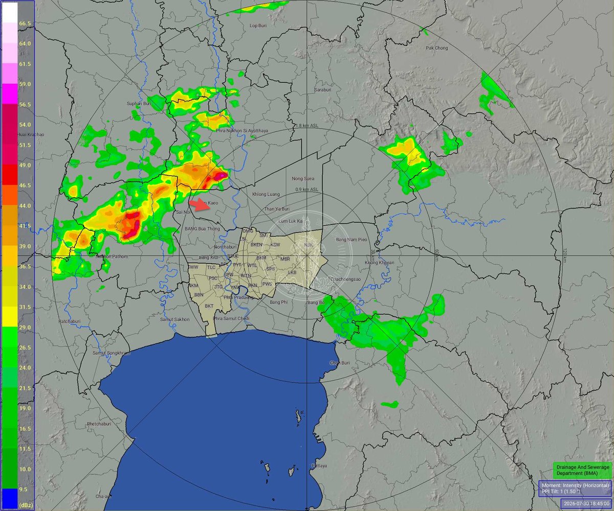 BKK_BEST's tweet photo. วันที่ 30 กรกฎาคม 2569 เวลา 19.00 น. / พื้นที่ กทม. ไม่พบกลุ่มฝน/อุณหภูมิที่สำนักการระบายน้ำ 28 องศาเซลเซียส ความชื้นสัมพัทธ์ 83% https://t.co/pswIXeq3i0