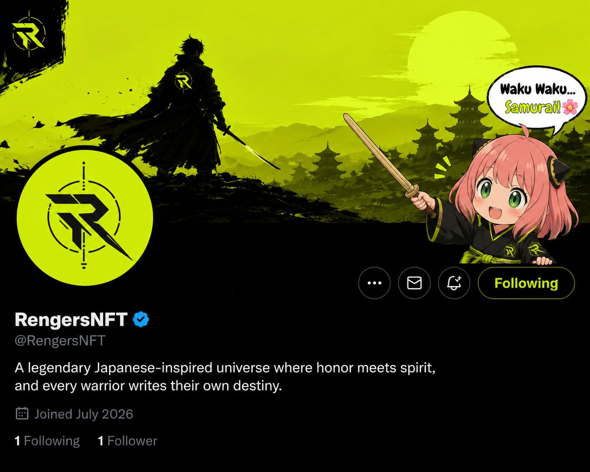 AnyaVerse007's tweet photo. 🌸 𝐖𝐚𝐤𝐮 𝐖𝐚𝐤𝐮 𝐅𝐢𝐧𝐝 🌸

🗡️  𝐑𝐞𝐧𝐠𝐞𝐫𝐬𝐍𝐅𝐓 •  @RengersNFT  🗡️

✨ 𝐀 𝐧𝐞𝐰 𝐰𝐨𝐫𝐥𝐝 𝐰𝐡𝐞𝐫𝐞 𝐡𝐨𝐧𝐨𝐫 𝐦��𝐞𝐭𝐬 𝐬𝐩𝐢𝐫𝐢𝐭.
🗡️ 𝟐,𝟎𝟎𝟎 𝐔𝐧𝐢𝐪𝐮𝐞 𝐑𝐞𝐧𝐠𝐞𝐫𝐬. 𝐁𝐮𝐢𝐥𝐭 𝐨𝐧 𝐑𝐨𝐛𝐢𝐧𝐡𝐨𝐨𝐝 𝐂𝐡𝐚𝐢𝐧.

👀  𝐃𝐘𝐎𝐑  🤍 https://t.co/QZAbxwAaJJ