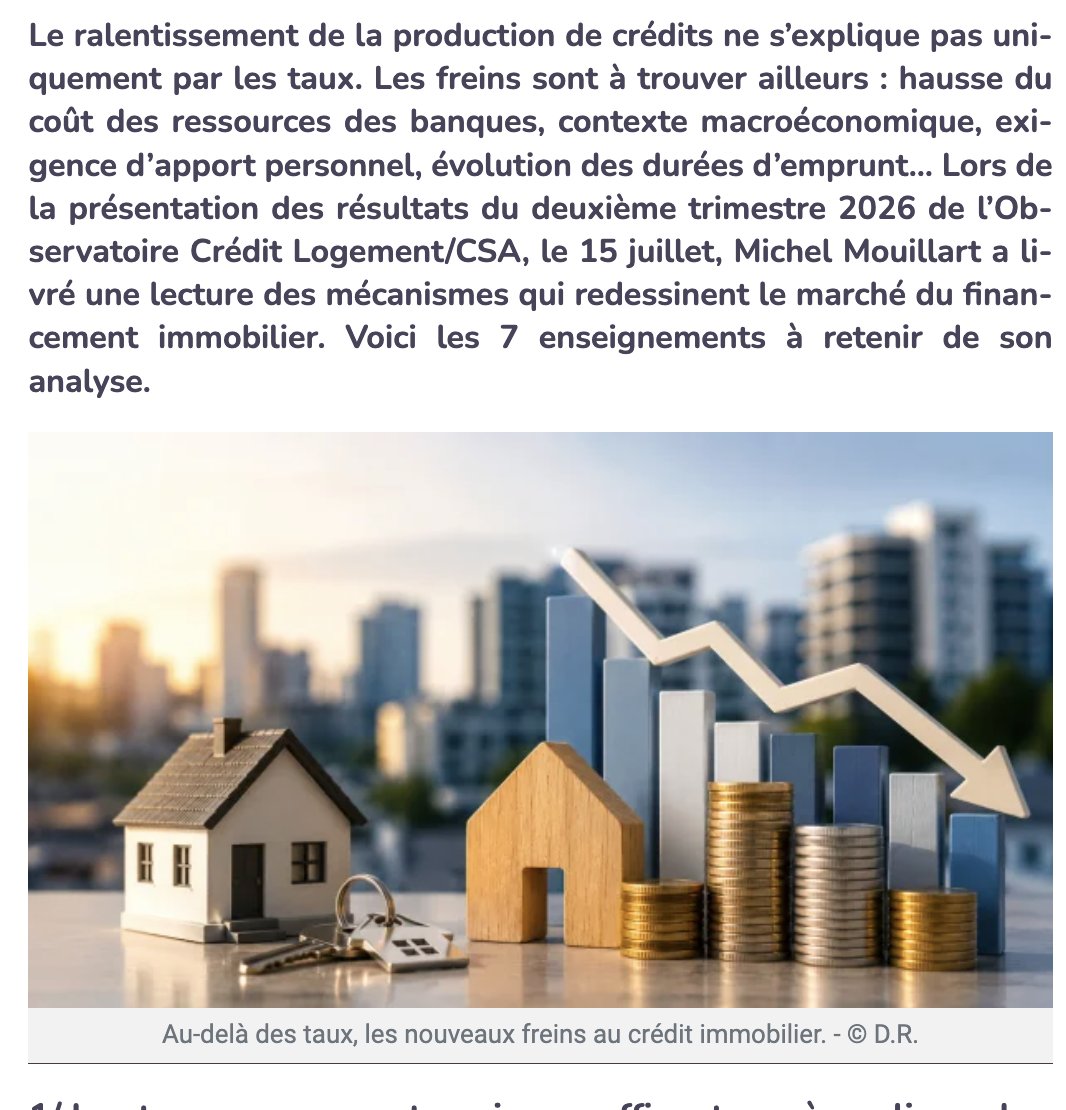 IMMOMATIN's tweet photo. 📊 CRÉDIT #IMMOBILIER | Pour l'économiste Michel Mouillart, la hausse des taux ne suffit pas à expliquer le ralentissement.  Présentation et décryptage avec Michel Mouillart, professeur d'économie.
À LIRE sur immomatin ➡️ https://t.co/69zGcEH5od https://t.co/KscbNHL7e5