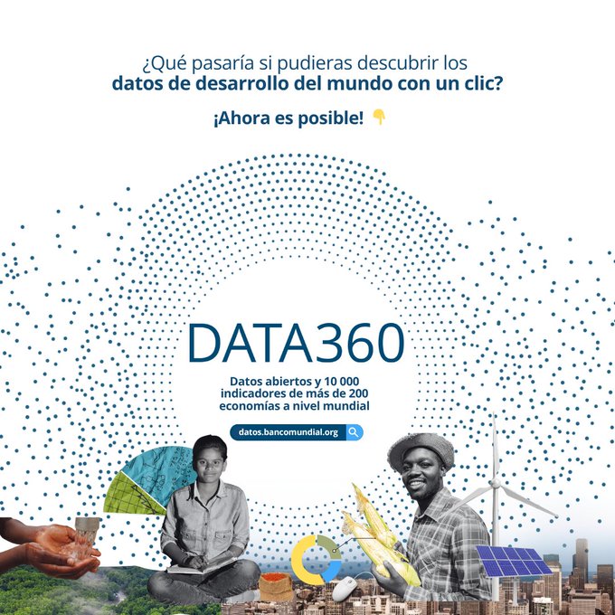 BancoMundial's tweet photo. Accede a datos sobre desarrollo mundial para más de 200 economías. Si eres estudiante, un investigador que necesita ideas, o responsable de formular políticas que da forma a las soluciones, #Data360 te ayuda a explorar, analizar y actuar.

https://t.co/m5IeV1B8vn https://t.co/xZm0NTLnio