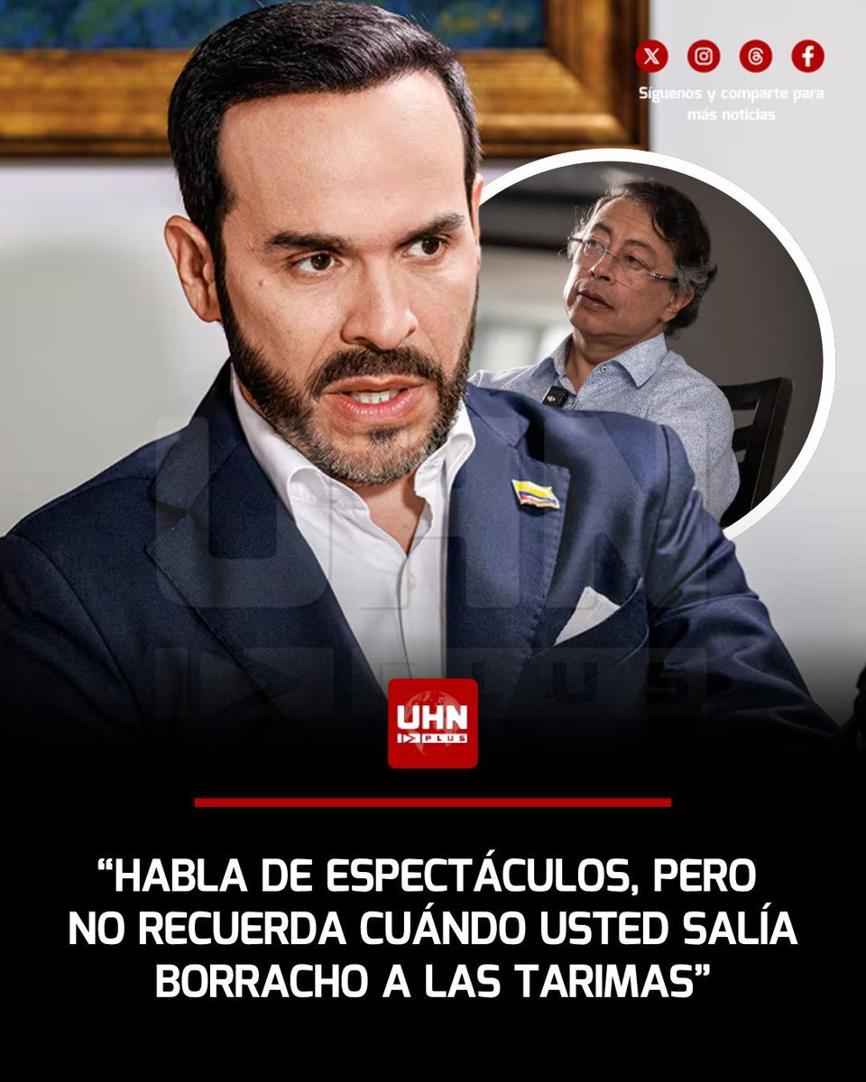 UHN_Plus's tweet photo. 🇨🇴‼️ | El Presidente Electo, Abelardo de la Espriella, desarmó el ataque del comunista Gustavo Petro al calificar de ridículas sus acusaciones sobre "espectáculos" durante la toma de posesión en Cali. "Habla de espectaculos cuando usted salía borracho a las tarimas". https://t.co/cW3MLxhy5I