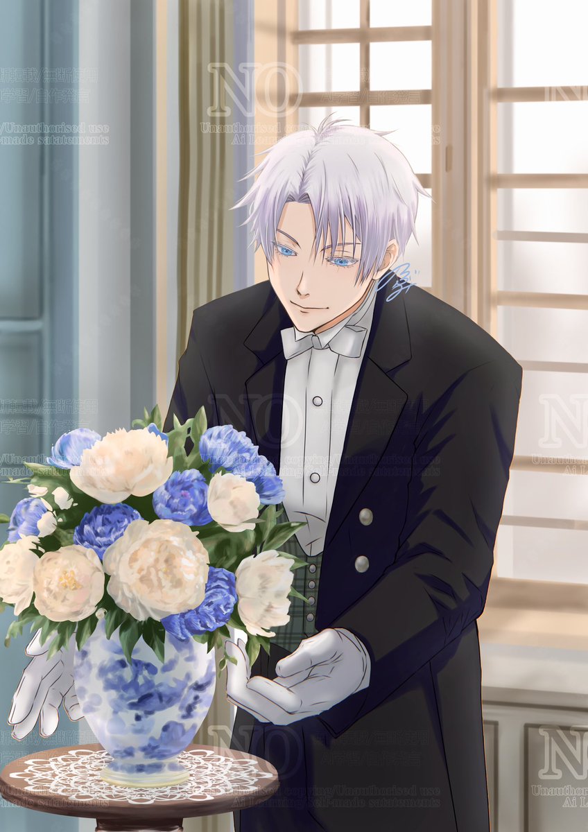 QjwfuluoVAqJ7OZ's tweet photo. 執事5⃣
※再掲
花をね…頑張って描いたなー😌懐かしい💐🩵 https://t.co/ogkHwuqyxd