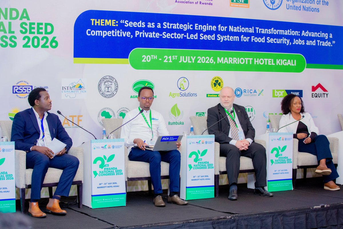 rdi_org's tweet photo. "The seed of today is a tool for climate resilience, innovation &amp; opportunity for youth." — @Agnes_Kalibata @rdi_org echoes this call at #RNSC2026! We must transform seed sector by investing in research, local seed production &amp; young innovators for true food security.
#RwandaAgri https://t.co/uwaSQjIm02