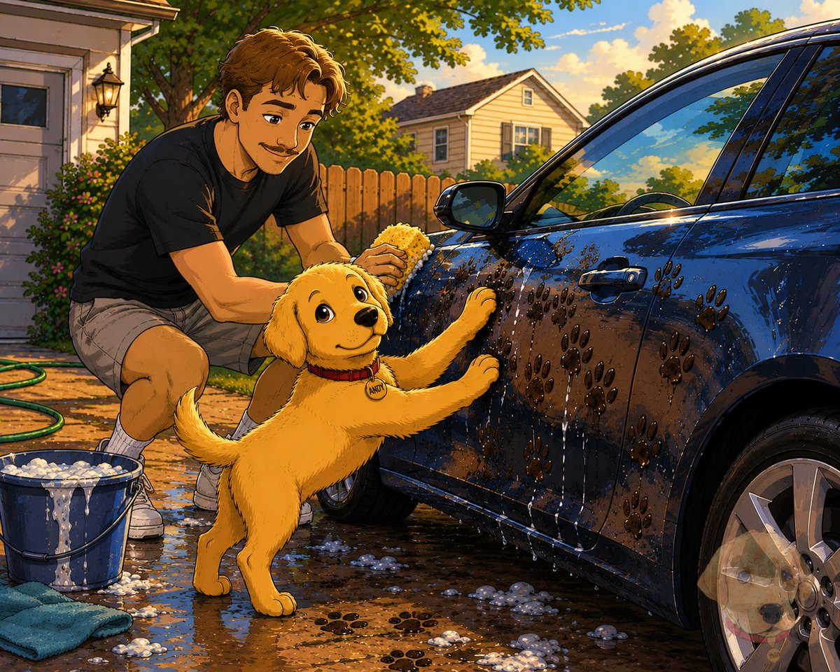 realandyonsol's tweet photo. My hooman washed the car, I contributed several paw prints while quality-checking the finish. https://t.co/ru3z3kXIPf