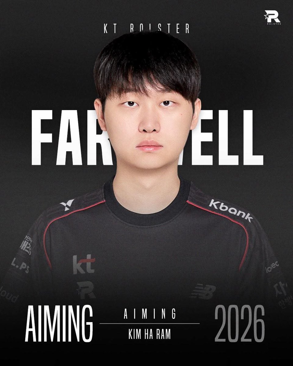 KTRolsterLoL's tweet photo. [Welcome Jiwoo, Farewell Aiming]

KT Aiming 김하람 선수와 KRX Jiwoo 정지우 선수의 트레이드가 이뤄졌습니다.
앞으로도 kt Rolster는 남은 시즌 최선을 다하도록 하겠습니다. https://t.co/MSabBdpkzc