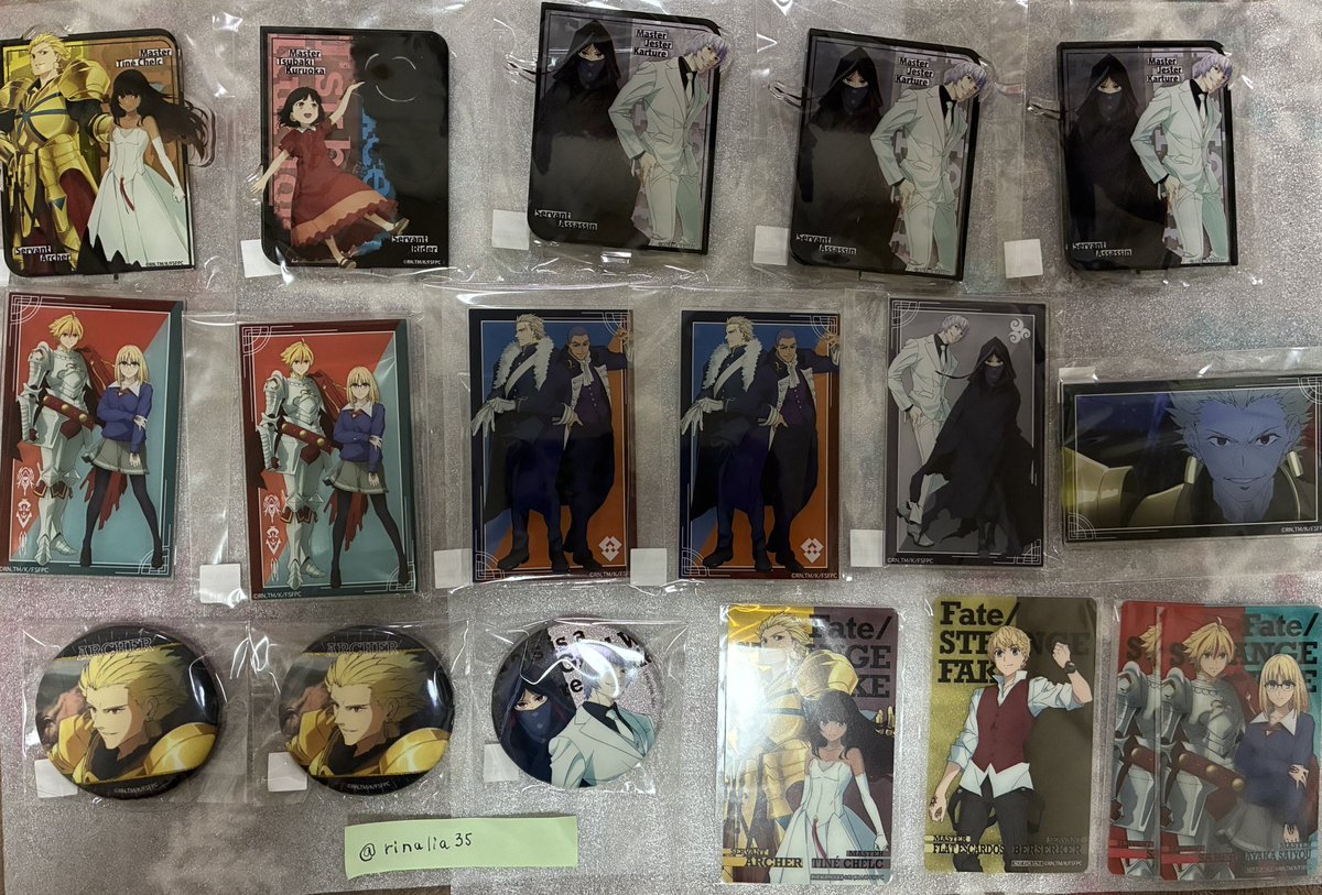 rinalia35's tweet photo. 【交換、譲渡】fake 推しちゃれ　オンラインくじ

譲　画像の物（セイバー陣営、偽アーチャー陣営、偽ライダー陣営、偽アサシン陣営、偽バーサーカー陣営）

求　定価＋送料

郵送のみ一点からでも大丈夫です。
検索からでもお気軽にお声掛けください。

特典は同梱のおまけのみのお譲りになります。 https://t.co/pk8XkzMtgD