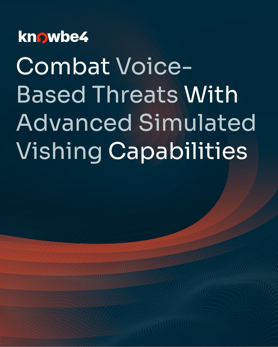 KnowBe4's tweet photo. Vishing is a top attack vector, and AI voice cloning makes calls terrifyingly convincing. 

Introducing Simulated Vishing: realistic phone-based attack simulations, now live in the KnowBe4 Platform. 📞 https://t.co/4zai06wwEx https://t.co/5ZgawYhMRt