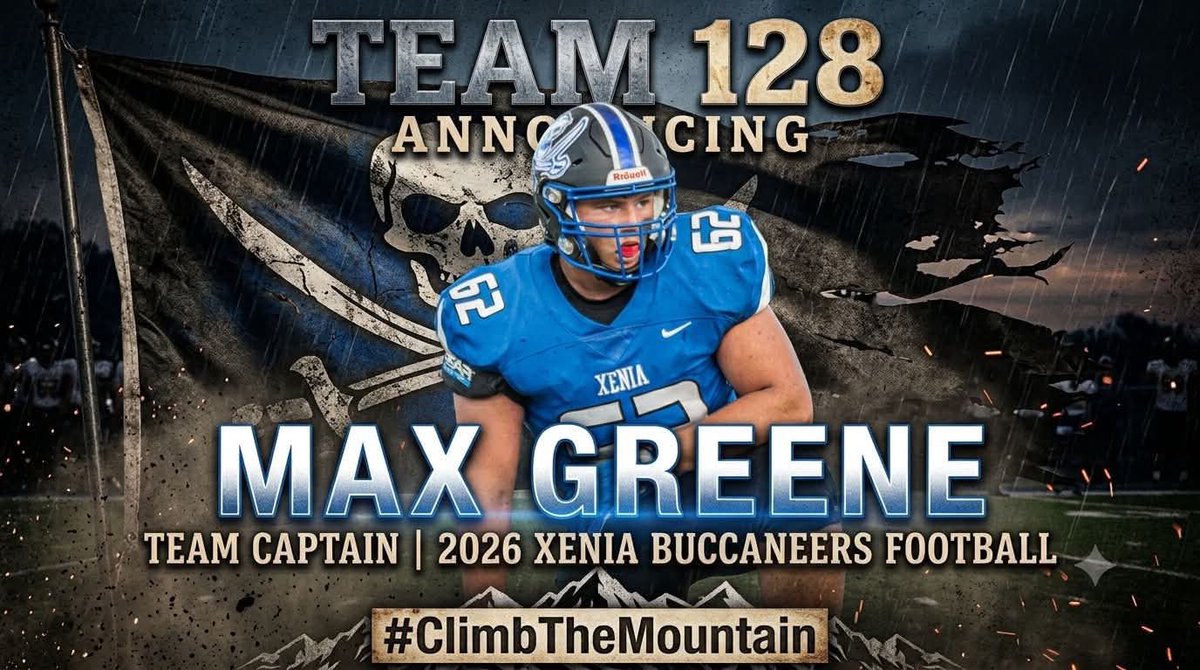 MaxGreene62's tweet photo. I was honored to be selected as a captain going into my junior season. #XeniaFootball #ClimbtheMountain https://t.co/9hWQcOnTtP