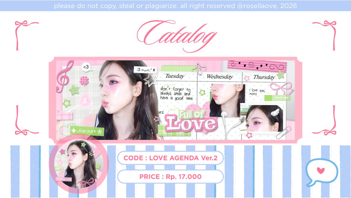 rosellaove's tweet photo. help repost please? thankies💓

hayi hayi kenalan sama 2 anak baru aku yuk? namanya "Love Agenda" &amp; "Happily" >___<
untuk Love Agenda ada 2 versi ya🪄

aku juga open titip &amp; req untuk catalog ini, cek tweet di bawah🧚🏻‍♀️✨
‧˚꒰ৎ୭— layout model UFS teman timun🦚🏝

#bealanja https://t.co/txxN5nlAYi