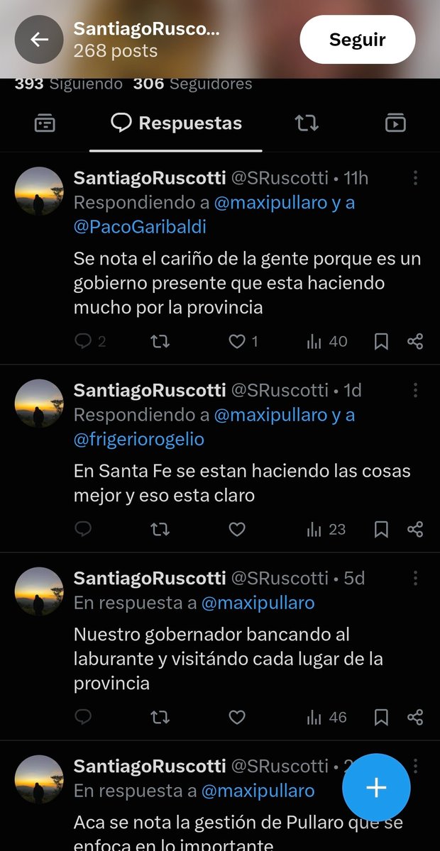 TraductorTeAma's tweet photo. LOS BOTS DE PULLARO| Pullaro, que pretende censurar la opinión de la gente en redes sociales con su "ley contra el odio" se armó un troll center.

Todas cuentas creadas en febrero-mayo 2026.
Todas suben fotos de mate y frases de cornuda para simular ser reales.
Todas responden exclusivamente comentarios positivos a Pullaro

Igual de patético que Larreta y Mantequilla Pareja.