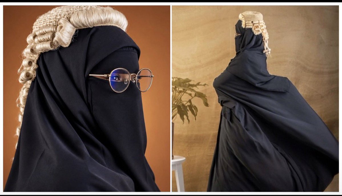 sappholives83's tweet photo. Meet Nigeria’s first burqa-wearing lawyer. This is being touted as a brilliant achievement for women, by the way: the fact that she can practice her profession from inside a cloth prison.

If Western women aren’t careful, this will become the face of modern feminism. https://t.co/1QKFzUrFRC