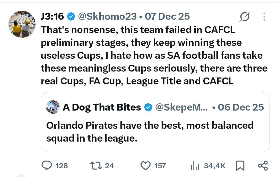 NozibusisoM24's tweet photo. Seven months later, we are called idiots for celebrating winning a “real cup” 😂

Guys we dealing with special cases here 🤞 https://t.co/xEJlIUz4Yl