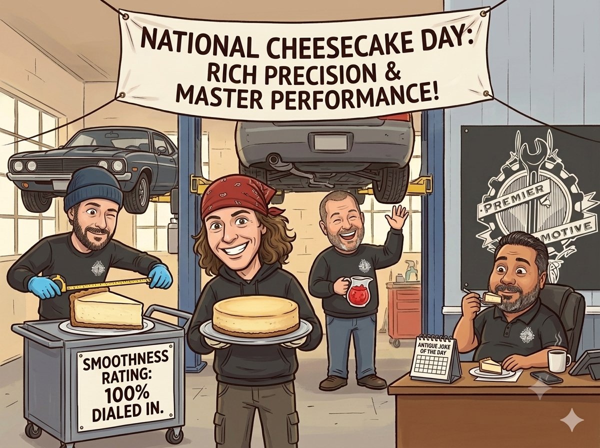 Premierauto1991's tweet photo. Here's an X-friendly version under 200 characters:

🍰 Happy #NationalCheesecakeDay! Great cheesecake and great auto repair both take precision. Our crew stays fueled and focused to keep your ride running at its best! 🛠️🚗 #PremierAutomotive https://t.co/Kul2gcHN03