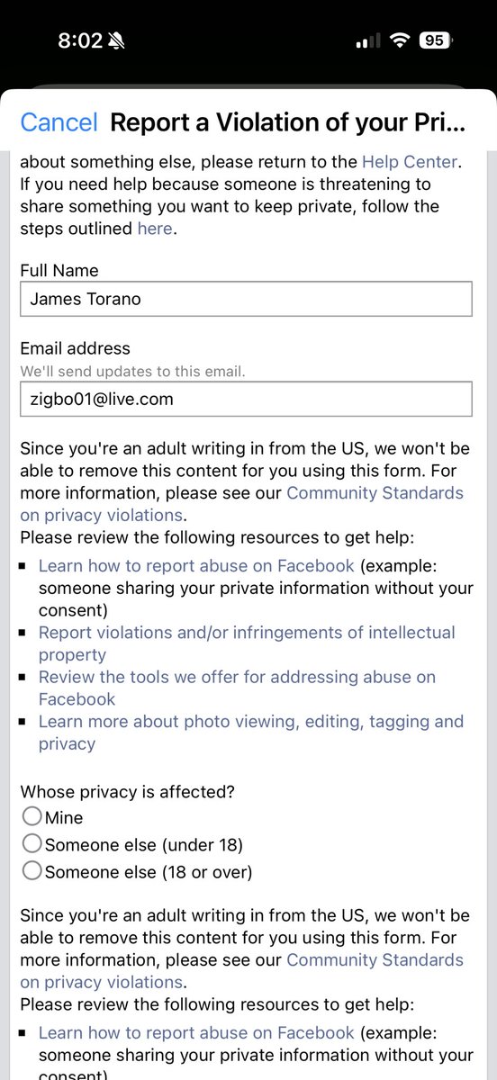 Zigbo01's tweet photo. @Meta and @facebook why do you make it so difficult to get my underage child’s photos taken down from an account that was stolen?  It asks for the URL of the actual photo.  There are hundreds. https://t.co/smR5oBT5Qq