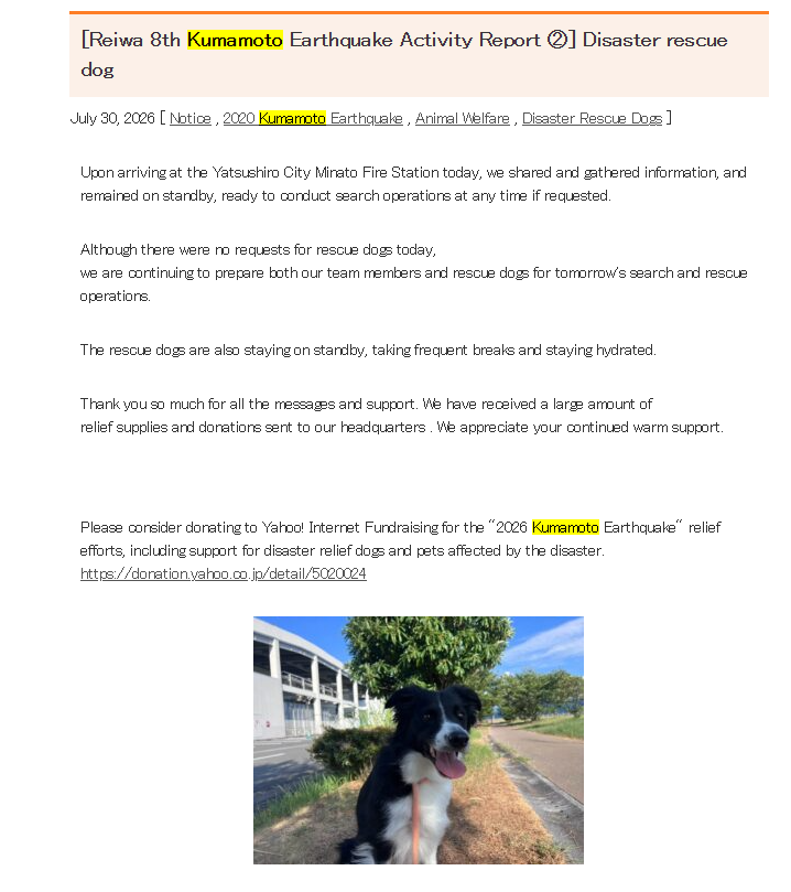 QuantDev115's tweet photo. Their page is /japanrescue1995 and they rtd the post, its also the same dog in the video

they work in Kumamoto https://t.co/NazZvgaJ7f